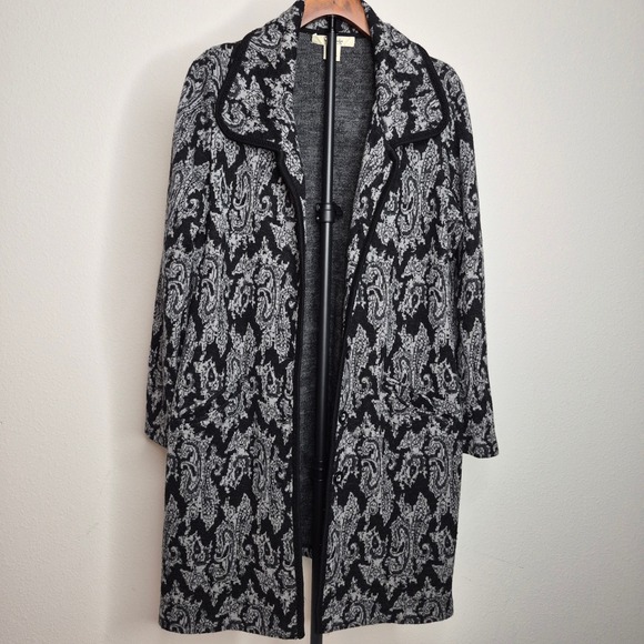 Cambridge Dry Goods Sweaters - Cambridge Dry Goods 100% Wool Paisley Floral Long Cardigan Sweater Duster M Cozy